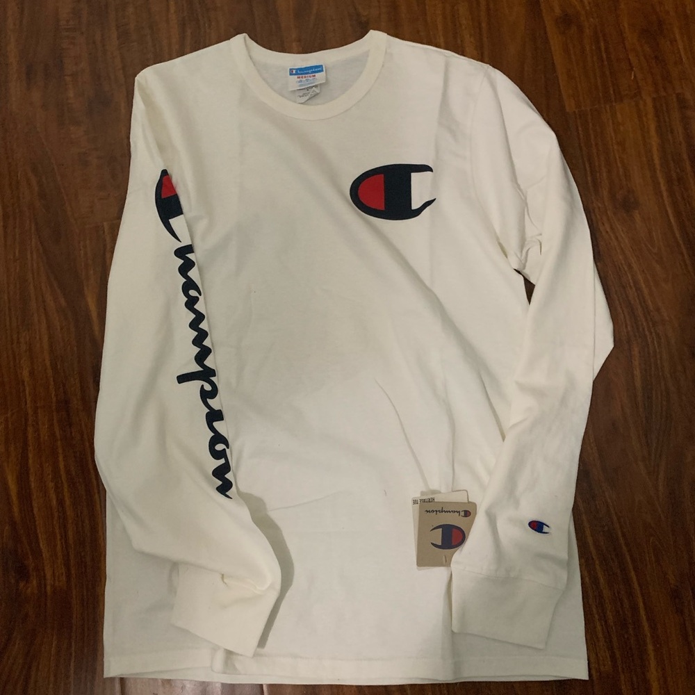 Champion Men's Off-White Long Sleeve Tee